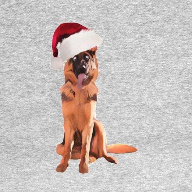 Funny German Shepherd With Santa Hat by NikkiBear67